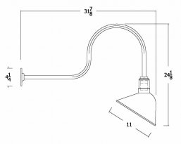 AGB102-AA11 Angled Reflector Sign Lighting Gooseneck RLM Kit Galvanized