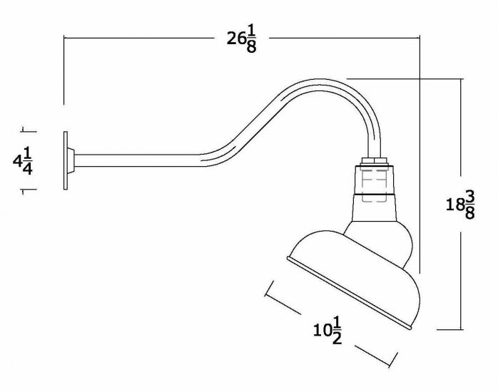 AGB101-AA11E Angled Reflector Sign Lighting Gooseneck RLM Incandescent Kit Galvanized