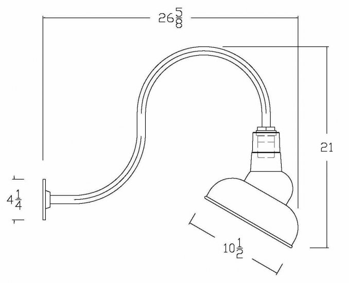 AGB103-AA11E Angled Reflector Sign Lighting Gooseneck RLM Incandescent Kit Galvanized