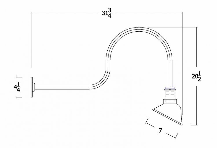 AGB102-AA7-GALVANIZE Angled Reflector Sign Lighting Gooseneck RLM t Kit Galvanized