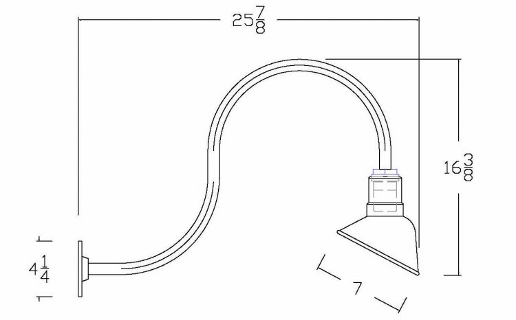 AGB103-AA7-GALVANIZE Angled Reflector Sign Lighting Gooseneck RLM Kit Galvanized