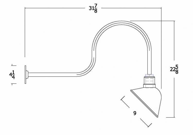 AGB102-AA9 Angled Reflector Sign Lighting Gooseneck RLM Kit Galvanized