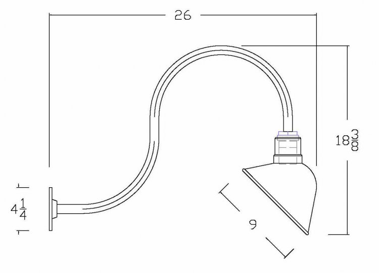 AGB103-AA9 Angled Reflector Sign Lighting Gooseneck RLM Kit Galvanized