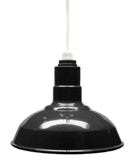 ACN001-0-AS14 Standard Dome 4FT White Cord Pendant RLM Incandescent Kit Black