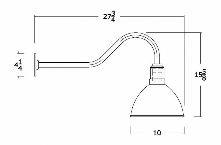 AGB101-AD10 Deep Bowl Dome Gooseneck RLM Incandescent Kit Galvanized