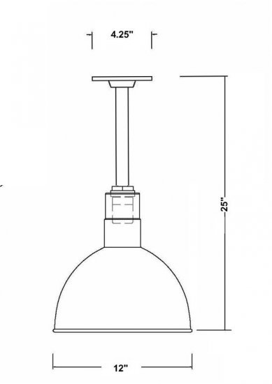 Deep Bowl Dome Rigid Stem RLM Incandescent Kit Galvanized