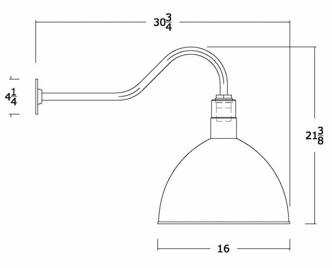 AGB101-AD16 Deep Bowl Dome Gooseneck RLM Incandescent Kit Galvanized