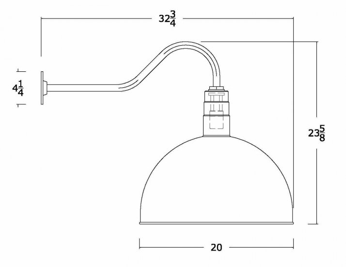 AGB101-AD20 Deep Bowl Dome Gooseneck RLM Incandescent Kit Galvanized