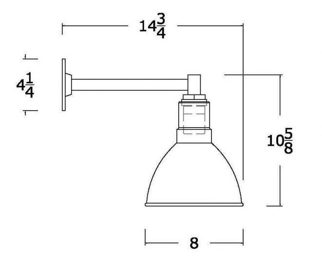 AGB111-AD8 Deep Bowl Dome Gooseneck RLM Incandescent Kit Galvanized