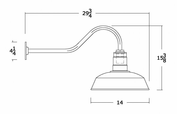 AGB101-AS14 Standard Dome Gooseneck RLM Incandescent Kit Galvanized