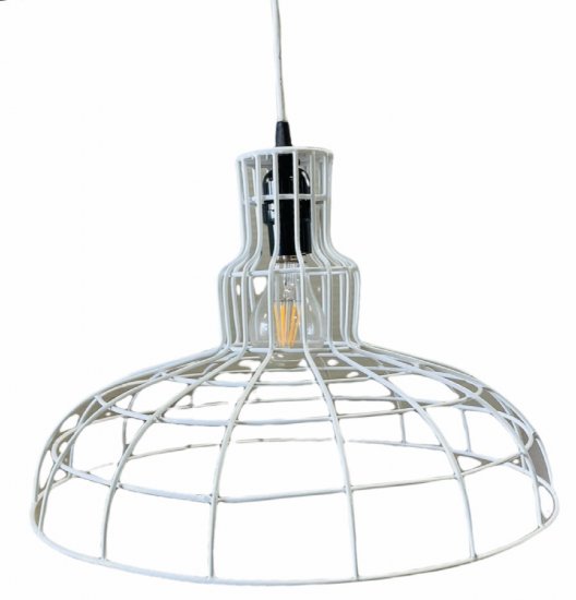 AS16G-WHITE Industrial 16" RLM Barn Cage Pendant Light WIREGURD Vintage Design Industrial