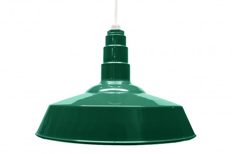 Standard Dome 4FT White Cord Pendant RLM Incandescent Kit Green