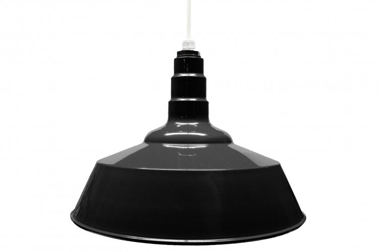 Standard Dome 4FT White Cord Pendant RLM Incandescent Kit Black