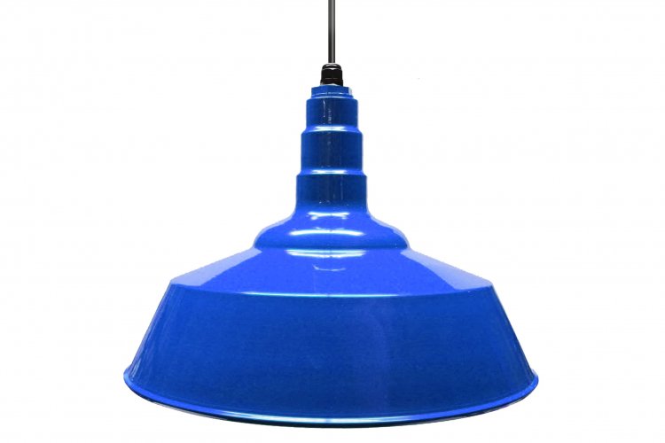 Standard Dome 4FT Black Cord Pendant RLM Incandescent Kit Blue