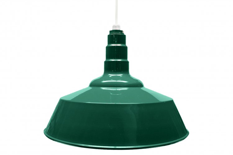 Standard Dome 4FT White Cord Pendant RLM Incandescent Kit Green