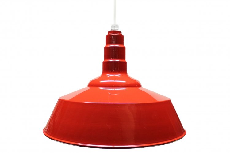 Standard Dome 4FT White Cord Pendant RLM Incandescent Kit Red