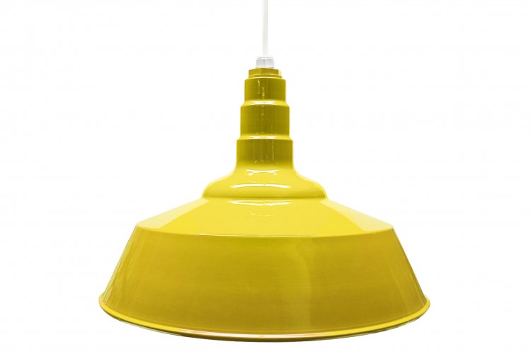 Standard Dome 4FT White Cord Pendant RLM Incandescent Kit Yellow