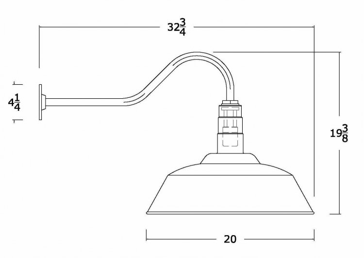 AGB101-AS20 Standard Dome Gooseneck RLM Incandescent Kit PAINTED CHROME