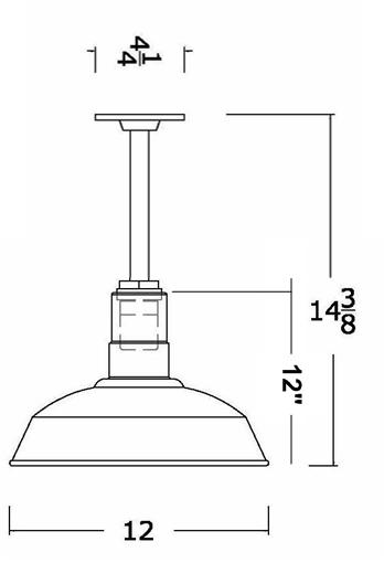 APP12-AS12 Standard Dome Rigid Stem RLM Incandescent Kit Galvanized